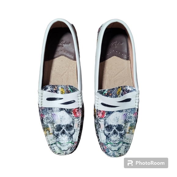 NWOT Robert Graham Thrill Skull Leather Driving Loafers size 9.5 main image 9